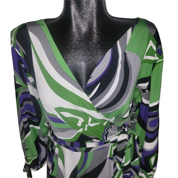 American Eagle Colorful Abstract Wrap Long Sleeve Top 4X - Picture 2 of 6